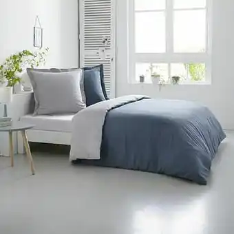 Home lineN dekbedovertrek Bicolore silver/denim flanel