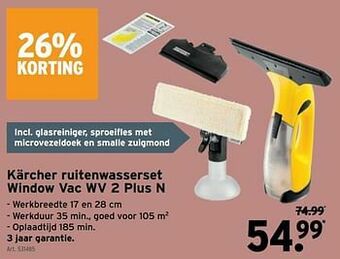 GAMMA Kärcher ruitenwasserset window vac wv 2 plus n aanbieding