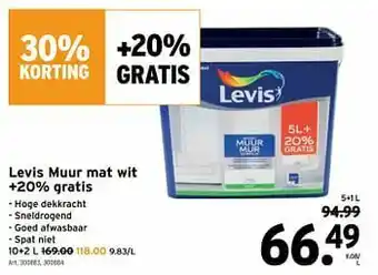 GAMMA Levis muur mat wit aanbieding