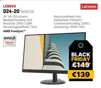 IT Resellers Lenovo D24-20 Monitor aanbieding