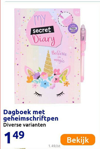 Action Dagboek met geheimschriftpen aanbieding