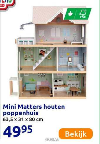 Action Mini Matters houten poppenhuis aanbieding