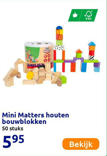 Action Mini Matters houten bouwblokken aanbieding