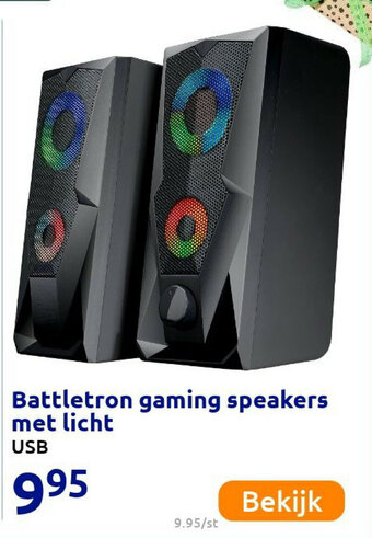 Action Battletron gaming speakers met licht aanbieding
