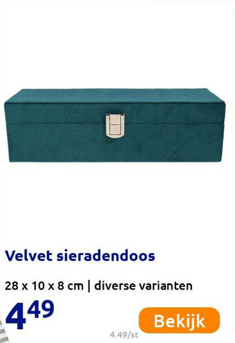 Action Velvet sieradendoos aanbieding
