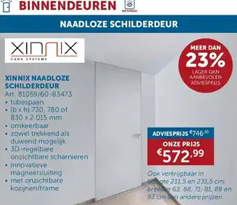 Zelfbouwmarkt XINNIX NAADLOZE SCHILDERDEUR aanbieding