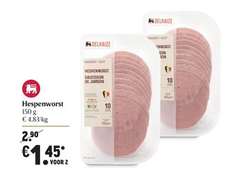 Delhaize Hespenworst 150g aanbieding