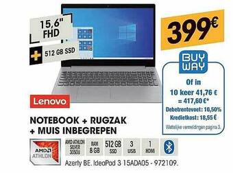 Electro Depot Lenovo Notebook + Rugzak + Muis Inbegrepen aanbieding