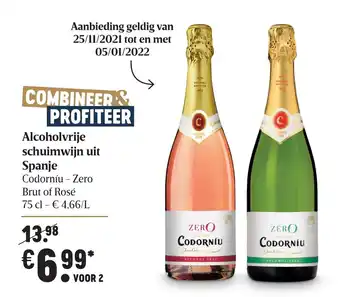 Delhaize Alcoholvrije schuimwijn uit Spanje 75cl aanbieding