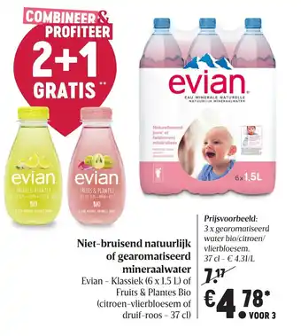 Delhaize Niet-bruisend natuurlijk of gearomatiseerd mineraalwater 37cl aanbieding