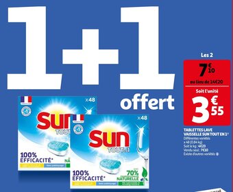 Auchan Tablettes lave vaisselle sun tout en1 aanbieding