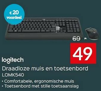 Selexion Logitech draadloze muis en toetsenbord lomk540 aanbieding