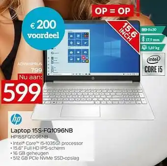 Selexion Hp laptop 15s-fq1096nb hp15sfq1096nb aanbieding