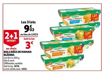 Auchan Bols idees de maman bledina 4x200g aanbieding