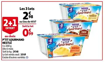 Auchan P'tit gourmand nestle 4x100g aanbieding