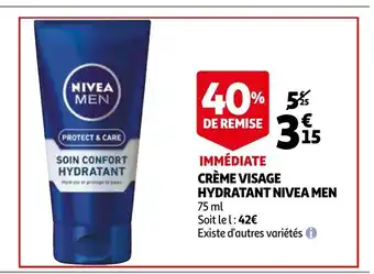 Immediate creme visage hydratant nivea men 75ml