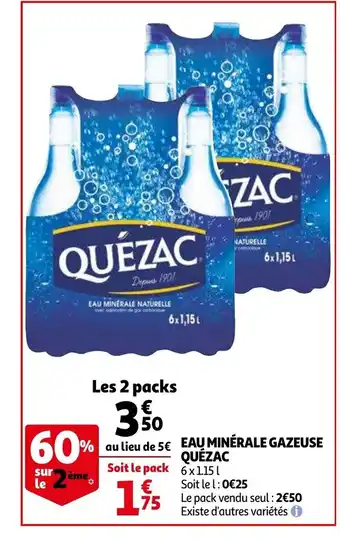 Auchan Eau minerake gazeuse quezac 6x1.15l aanbieding