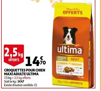 Auchan Croquettes pour chien maxi adulte ultima 7.5kg + 2.5kg offerts aanbieding