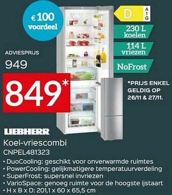 Selexion Liebherr koel-vriescombi cnpel481323 aanbieding