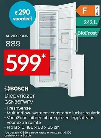 Selexion Bosch diepvriezer gsn36fwfv aanbieding