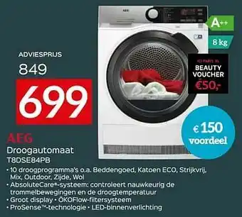 Selexion Aeg droogautomaat t8dse84pb aanbieding