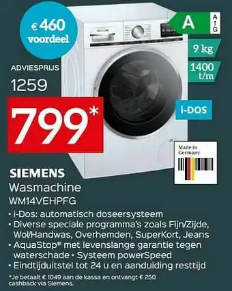 Selexion Siemens wasmachine wm14vehpfg aanbieding