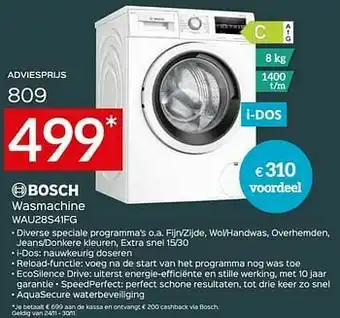 Selexion Bosch wasmachine wau28s41fg aanbieding