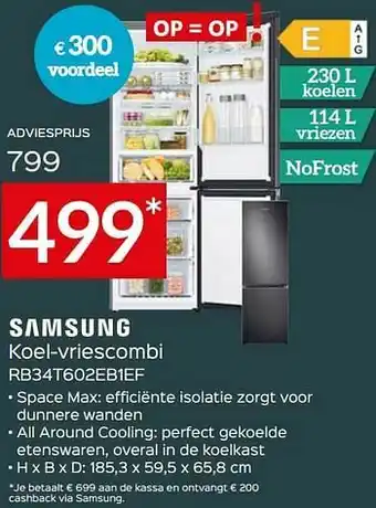 Selexion Samsung koel-vriescombi rb34t602eb1ef aanbieding
