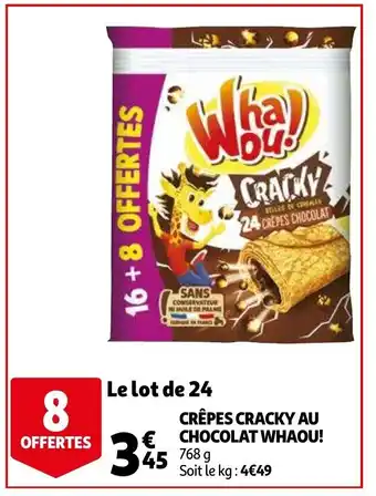 Auchan Crepes cracky au chocolat whaou! 768g aanbieding