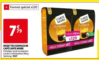 Auchan Dosettes souples de cafe carte noire 840g aanbieding