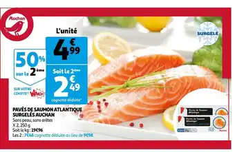 Auchan Paves de saumon atlantique surgeles aanbieding