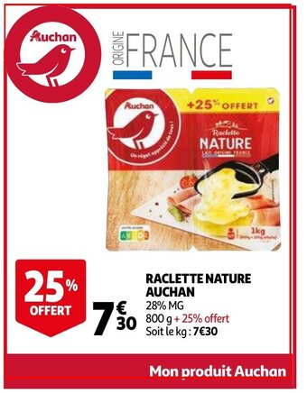 Auchan Raclette nature 800g aanbieding