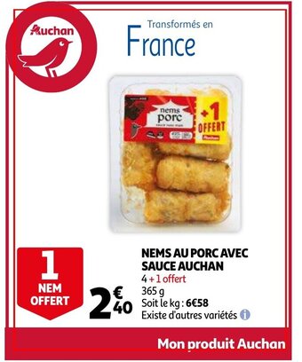 Auchan Nems au porc avec sauce 365g aanbieding