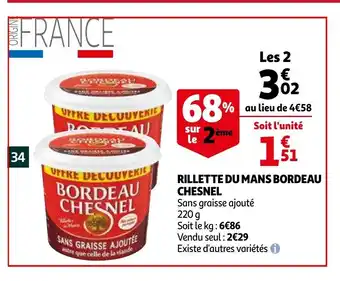 Auchan Rillette du mans bordeau chesnel 220g aanbieding