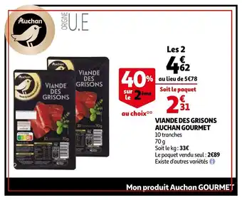 Auchan Viande de grisons auchan gourmet 70g aanbieding