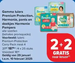 Carrefour Gamma luiers Premium Protection, Harmonie, pants en doekjes Harmonie Pampers aanbieding