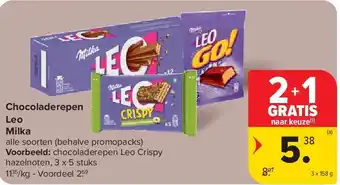 Carrefour Chocoladerepen Leo Milka aanbieding