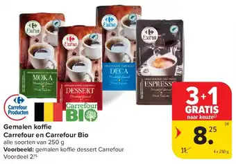 Carrefour Gemalen koffie Carrefour en Carrefour Bio aanbieding