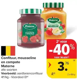 Carrefour Confi tuur, mousseline en compote Materne aanbieding