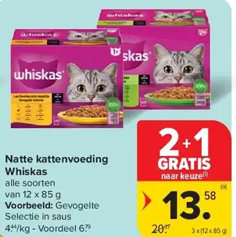 Carrefour Natte kattenvoeding Whiskas aanbieding