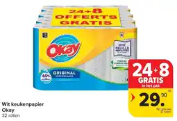 Carrefour Wit keukenpapier Okay aanbieding