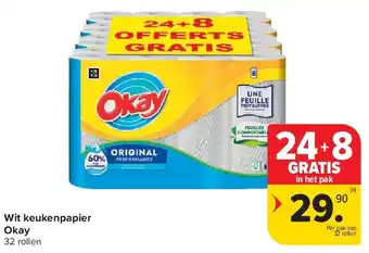 Carrefour Wit keukenpapier Okay aanbieding