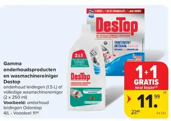 Carrefour Gamma onderhoudsproducten en wasmachinereiniger Destop aanbieding