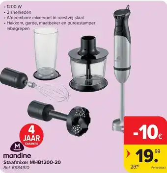 Carrefour Staafmixer MHB1200-20 aanbieding