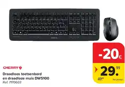 Carrefour Draadloos toetsenbord en draadloze muis DW5100 aanbieding