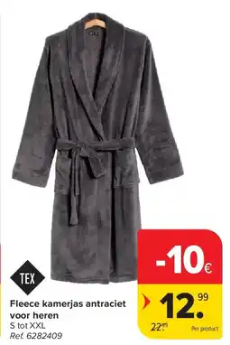 Carrefour Fleece kamerjas antraciet voor heren aanbieding