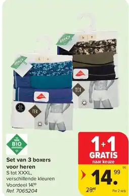 Carrefour Set van 3 boxers voor heren aanbieding