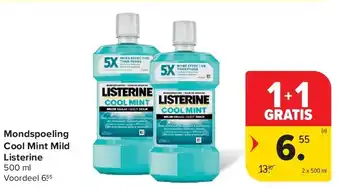 Carrefour Mondspoeling Cool Mint Mild Listerine aanbieding