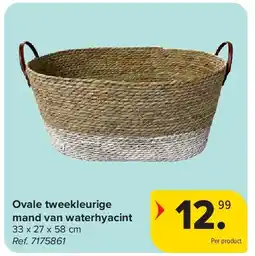 Carrefour Ovale tweekleurige mand van waterhyacint aanbieding