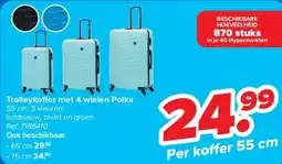 Carrefour Trolleykoffer met 4 wielen Polka aanbieding